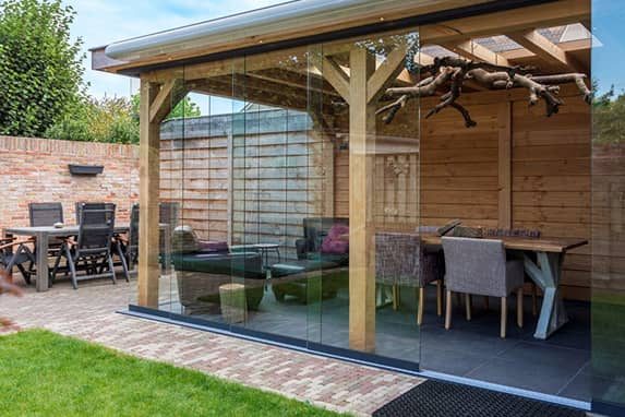 timber-frame-garden-room-with-glass-sliding-door Timber frame garden room with glass sliding doors